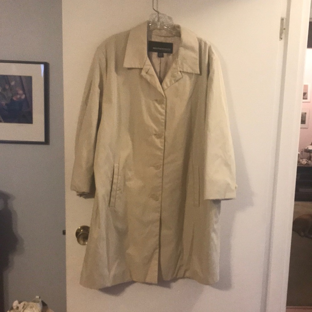 Weatherproof tan raincoat